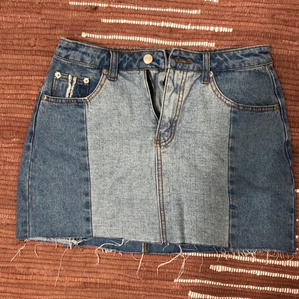 Two tone denim mini skirt